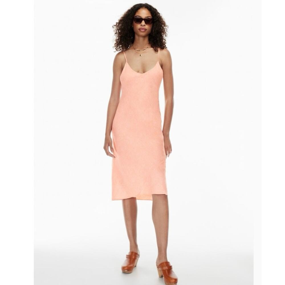 Aritzia Wilfred Only Linen Slip Midi Dress Peach Size Large